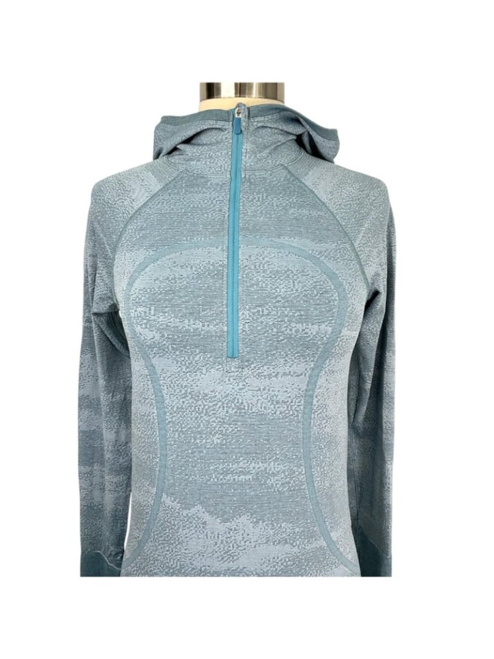 Lululemon Swiftly Speed Hooded 1/2 Zip Water Resistant Aqua Smoke Blue Womens 6 - Picture 2 of 12
